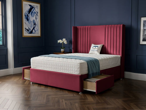 Mayfair Vertical Channel Divan Bed Set with Storage Drawers, Floor Standing Headboard & Footboard