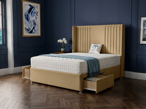 Mayfair Vertical Channel Divan Bed Set with Storage Drawers, Floor Standing Headboard & Footboard