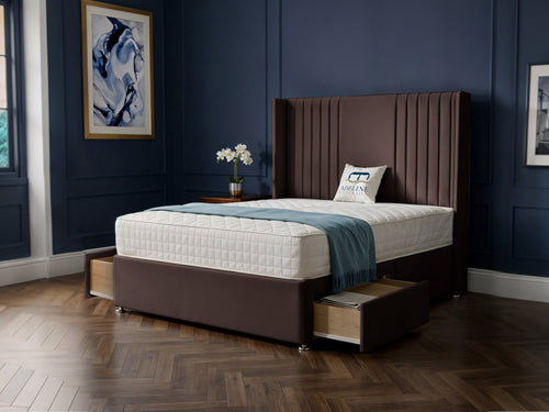 Mayfair Vertical Channel Divan Bed Set with Storage Drawers, Floor Standing Headboard & Footboard