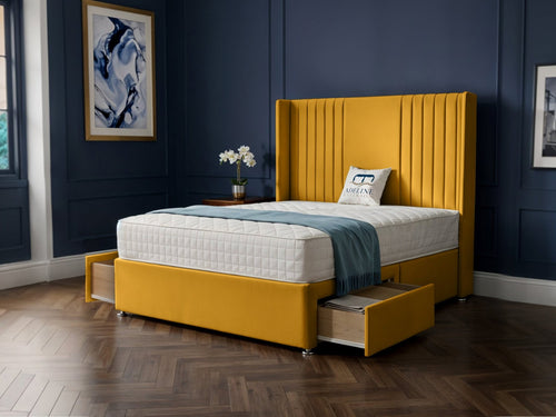 Mayfair Vertical Channel Divan Bed Set with Storage Drawers, Floor Standing Headboard & Footboard