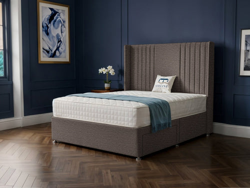Mayfair Vertical Channel Divan Bed Set with Storage Drawers, Floor Standing Headboard & Footboard
