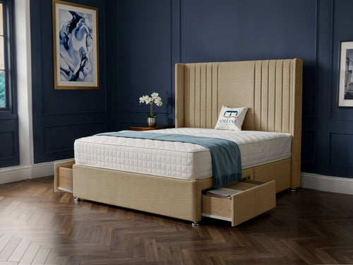 Mayfair Vertical Channel Divan Bed Set with Storage Drawers, Floor Standing Headboard & Footboard