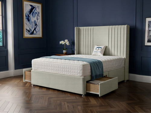 Mayfair Vertical Channel Divan Bed Set with Storage Drawers, Floor Standing Headboard & Footboard