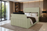 Almond Meridian Wide Vertical Channel Storage TV Bed 60"