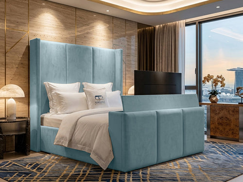Metropolitan Vertical Panel Storage TV Bed Set with End Lift – 48" Floor Standing Headboard