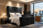 Black Crushed Velvet - Metropolitan Vertical Panel Storage TV Bed Set with End Lift – 60" Floor Standing Headboard