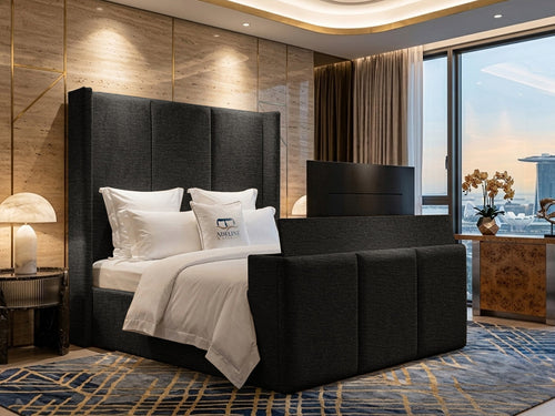 Metropolitan Vertical Panel Storage TV Bed Set with End Lift – 60" Floor Standing Headboard