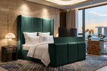 Emerald Plush Velvet - Metropolitan Vertical Panel Storage TV Bed Set with End Lift – 60" Floor Standing Headboard