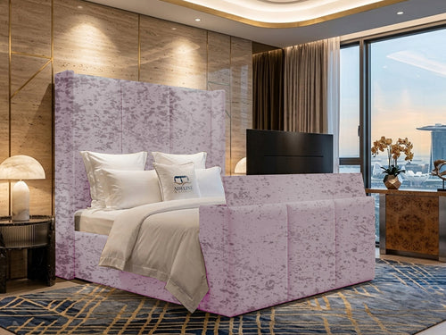 Metropolitan Vertical Panel Storage TV Bed Set with End Lift – 60" Floor Standing Headboard