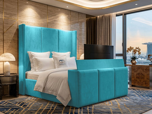 Metropolitan Vertical Panel Storage TV Bed Set with End Lift – 60" Floor Standing Headboard