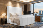 White Plush Velvet - Metropolitan Vertical Panel Storage TV Bed Set with End Lift – 60" Floor Standing Headboard