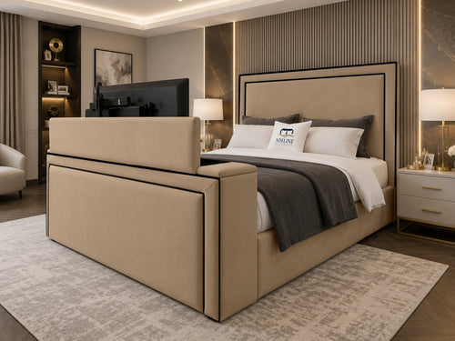 Onyx Bordered Panel Storage TV Bed Set with End Lift – 48" Floor Standing Headboard
