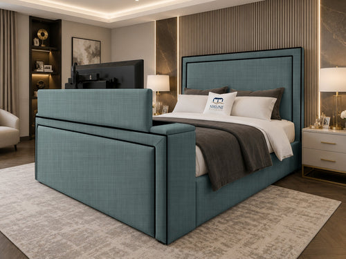 Onyx Bordered Panel Storage TV Bed Set with End Lift – 48" Floor Standing Headboard
