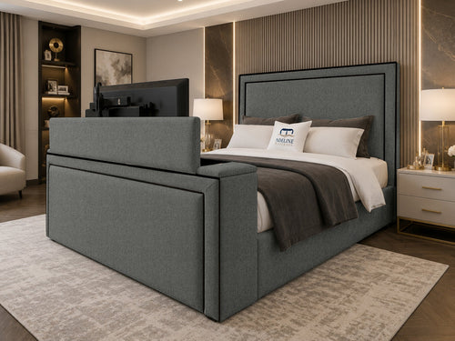 Onyx Bordered Panel Storage TV Bed Set with End Lift – 48" Floor Standing Headboard