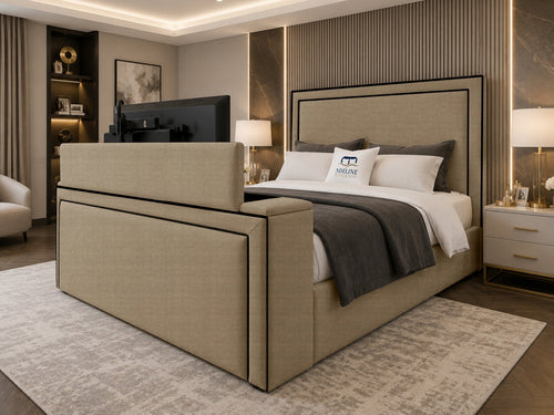 Onyx Bordered Panel Storage TV Bed Set with End Lift – 48" Floor Standing Headboard