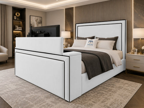 Onyx Bordered Panel Storage TV Bed Set with End Lift – 48" Floor Standing Headboard