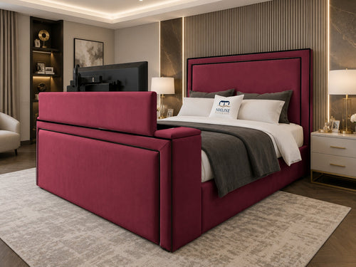 Onyx Bordered Panel Storage TV Bed Set with End Lift – 54" Floor Standing Headboard