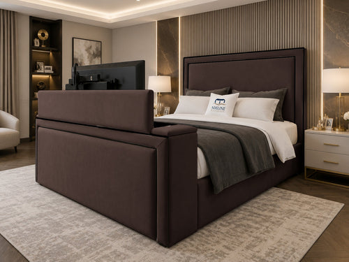 Onyx Bordered Panel Storage TV Bed Set with End Lift – 54" Floor Standing Headboard