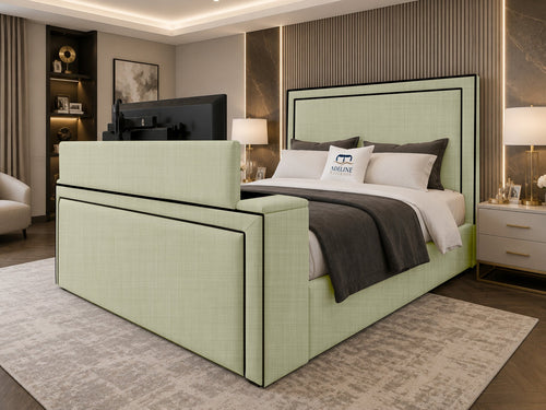 Onyx Bordered Panel Storage TV Bed Set with End Lift – 60" Floor Standing Headboard