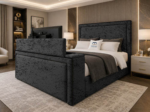 Onyx Bordered Panel Storage TV Bed Set with End Lift – 60" Floor Standing Headboard