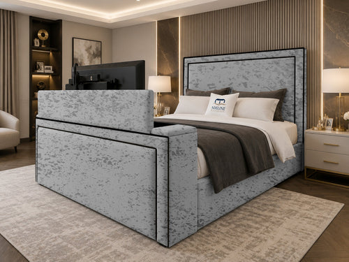 Onyx Bordered Panel Storage TV Bed Set with End Lift – 60" Floor Standing Headboard