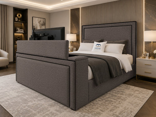 Onyx Bordered Panel Storage TV Bed Set with End Lift – 60" Floor Standing Headboard
