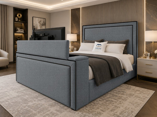 Onyx Bordered Panel Storage TV Bed Set with End Lift – 60" Floor Standing Headboard