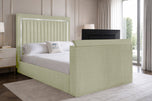 Almond Opulent Silver Vertical Channel Storage TV Bed 48"