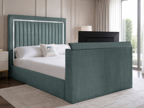 Opulent Silver Vertical Channel TV Bed – 48" Headboard
