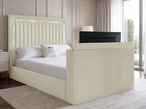 Opulent Silver Vertical Channel TV Bed – 54" Headboard