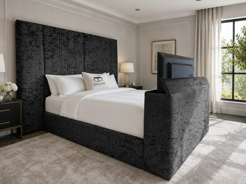 Palazzo Grand Wing Storage TV Bed Set with End Lift – 48" Floor Standing Headboard