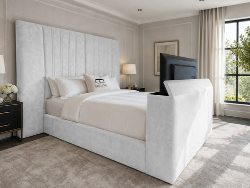 Palazzo Grand Wing Storage TV Bed Set with End Lift – 48" Floor Standing Headboard