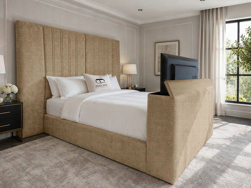 Palazzo Grand Wing Storage TV Bed Set with End Lift – 48" Floor Standing Headboard