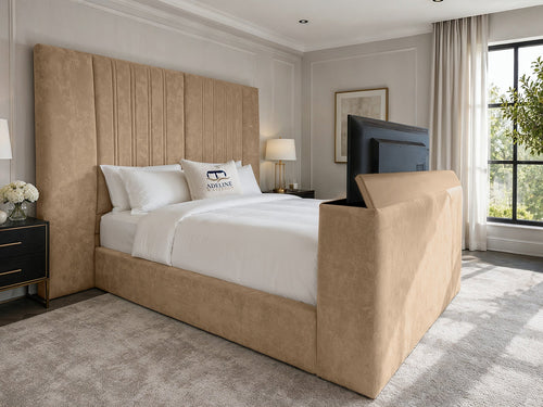 Palazzo Grand Wing Storage TV Bed Set with End Lift – 54" Floor Standing Headboard