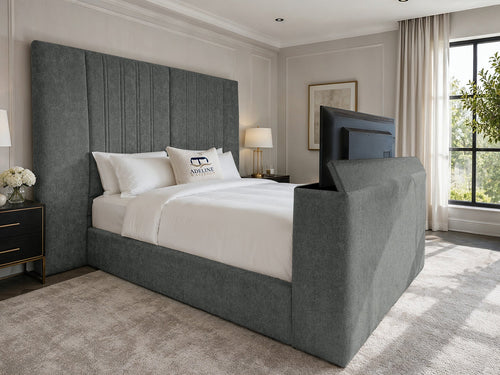 Palazzo Grand Wing Storage TV Bed Set with End Lift – 54" Floor Standing Headboard