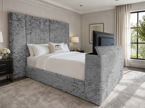 Palazzo Grand Wing Storage TV Bed Set with End Lift – 54" Floor Standing Headboard