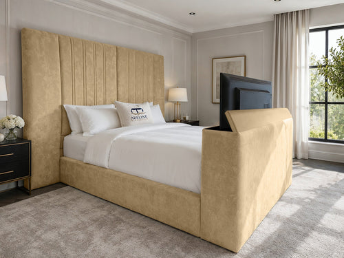 Palazzo Grand Wing Storage TV Bed Set with End Lift – 54" Floor Standing Headboard