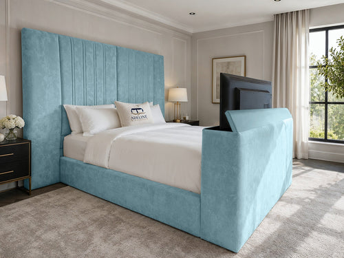 Palazzo Grand Wing Storage TV Bed Set with End Lift – 54" Floor Standing Headboard
