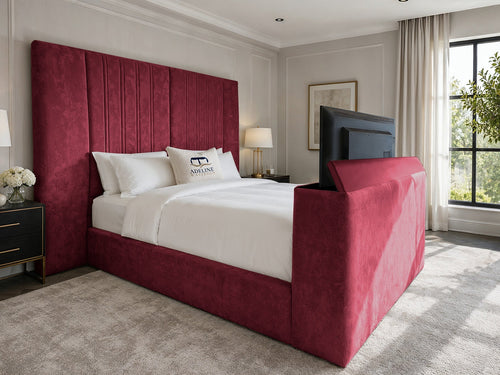 Palazzo Grand Wing Storage TV Bed Set with End Lift – 60" Floor Standing Headboard