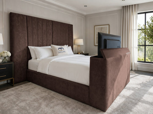 Palazzo Grand Wing Storage TV Bed Set with End Lift – 60" Floor Standing Headboard