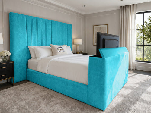 Palazzo Grand Wing Storage TV Bed Set with End Lift – 60" Floor Standing Headboard