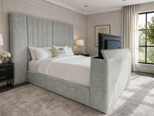 Palazzo Grand Wing Storage TV Bed Set with End Lift – 60" Floor Standing Headboard
