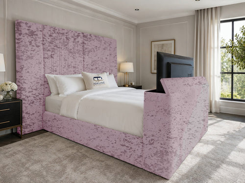 Palazzo Grand Wing Storage TV Bed Set with End Lift – 60" Floor Standing Headboard