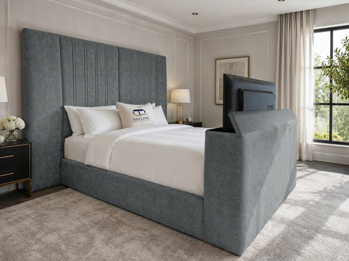 Palazzo Grand Wing Storage TV Bed Set with End Lift – 60" Floor Standing Headboard