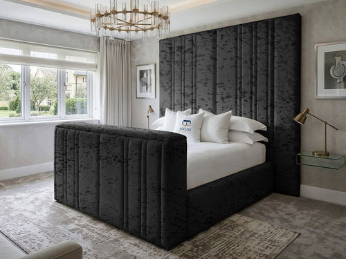 Pinnacle Grand Vertical Channel Storage TV Bed Set with End Lift – 48" Floor Standing Headboard