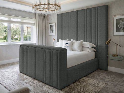 Pinnacle Grand Vertical Channel Storage TV Bed Set with End Lift – 48" Floor Standing Headboard