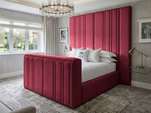 Pinnacle Grand Vertical Channel Storage TV Bed Set with End Lift – 48" Floor Standing Headboard