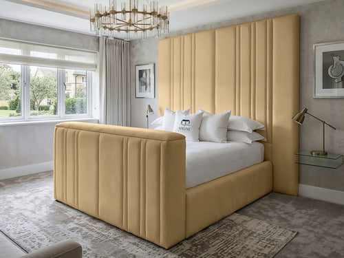 Pinnacle Grand Vertical Channel Storage TV Bed Set with End Lift – 48" Floor Standing Headboard
