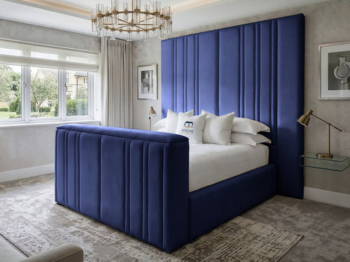 Pinnacle Grand Vertical Channel Storage TV Bed Set with End Lift – 48" Floor Standing Headboard