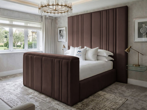 Pinnacle Grand Vertical Channel Storage TV Bed Set with End Lift – 48" Floor Standing Headboard